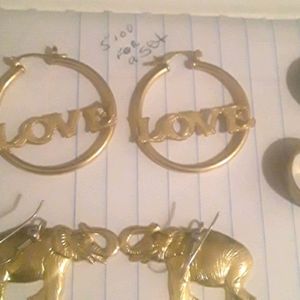 Gold earring gold charms gold band